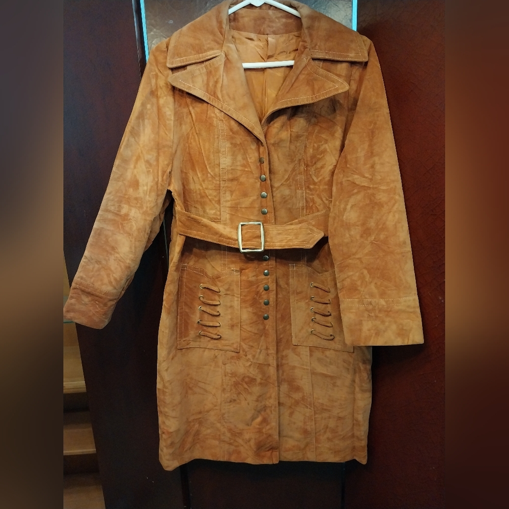 Stylish Tan Suede Trench Coat